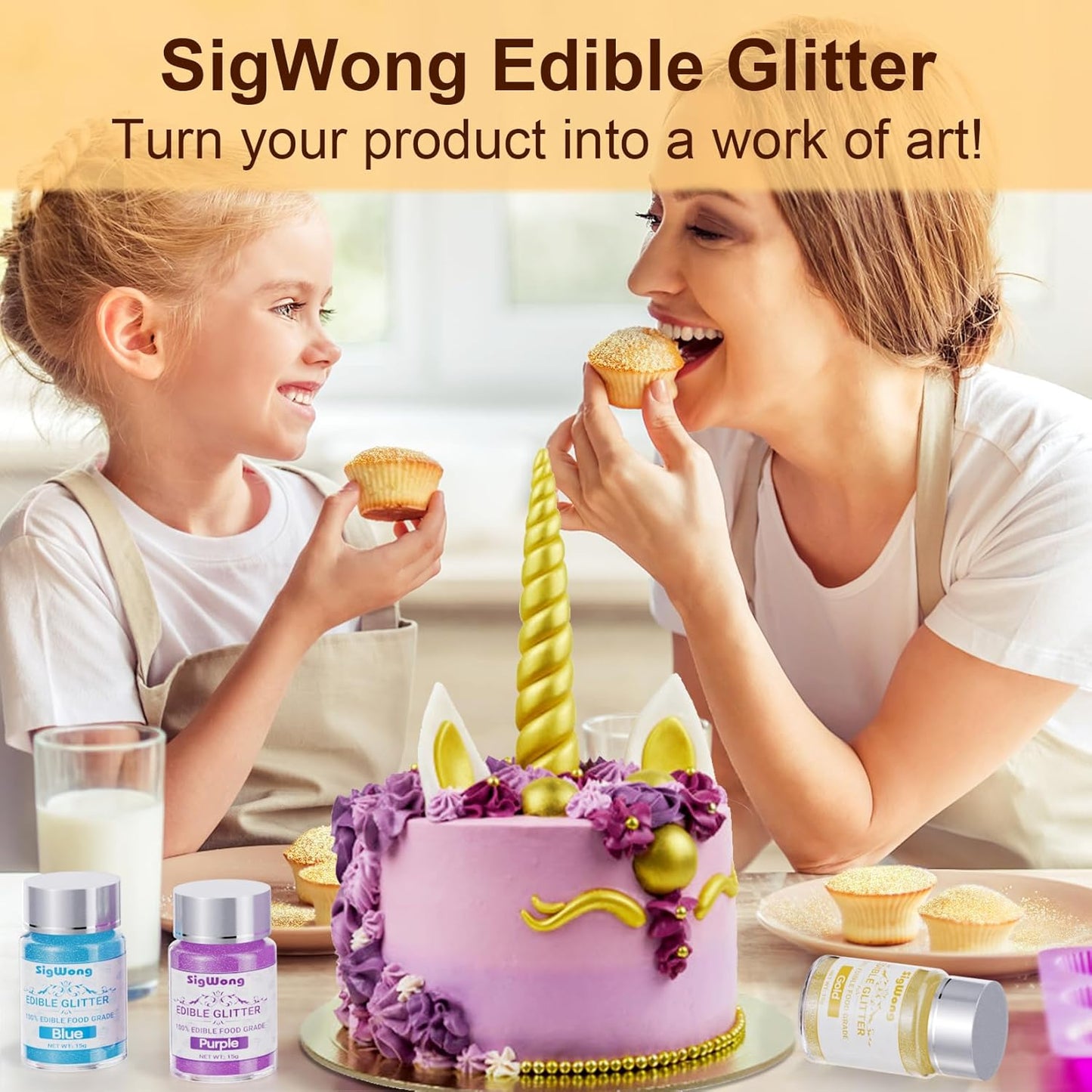 Purple Edible Glitter - 15g Food Grade Luster Dust Powder, Cake Decorating Sprinkle Glimmery Dust for Drinks, Wine, Fondant, Chocolate, Candy, Cookie, Vegan