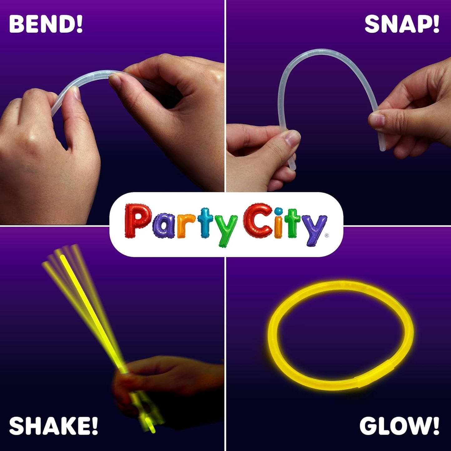 Party City 50 Glow Sticks Bulk Party Pack 8”– Neon Glow in the Dark Party Supplies, Glowsticks with Connectors Bracelets & Necklaces, Light Up Favors for Kids, Adults, Birthdays, Parties, Decorations