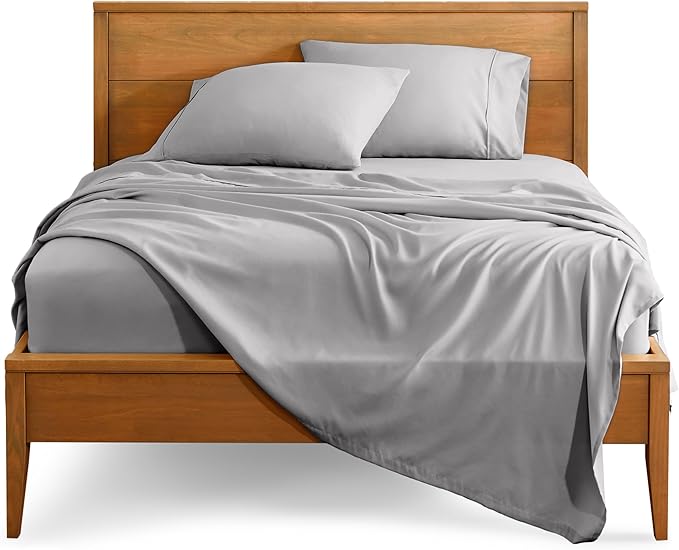 Bare Home Full XL Sheet Set - Luxury 1800 Ultra-Soft Microfiber Full Extra Long Bed Sheets - Double Brushed - Deep Pockets - Easy Fit - 4 Piece Set - Bedding Sheets & Pillowcases (Full XL, Light Grey)