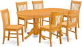 East West Furniture VANO7-OAK-W 7 Piece Dining Set Consist of an Oval Dining Room Table with Butterfly Leaf and 6 Wood Seat Chairs, 40x76 Inch, Oak