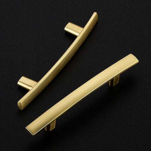 15 Pack Cabinet Handles 3" Hole Center - Curved Cabinet Pulls Brushed Brass Drawer Pulls for Kitchen Cupboard Solid Handles for Dresser Drawer Arch Closet Hardware