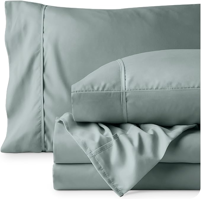 Bare Home Twin XL Sheet Set - 1800 Ultra-Soft Microfiber Twin Extra Long Sheets - Double Brushed - Deep Pockets - Easy Fit - Extra Soft - 3 Piece Set - Bed Sheets & Pillowcases (Twin XL, Sea Spray)