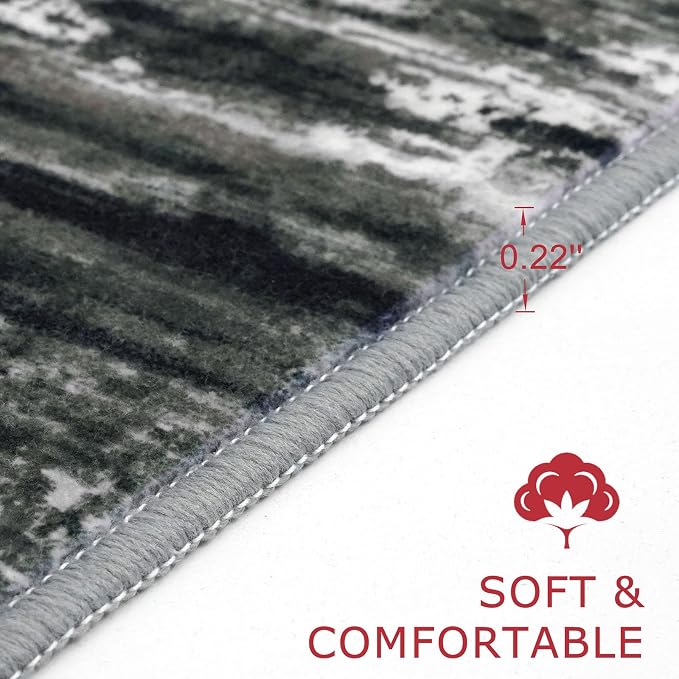 KOZYFLY Modern Abstract Hallway Runner Rug, 2.6x8 Washable Rug Runner Non-Slip - Image 2