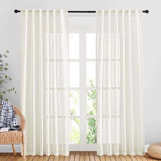 NICETOWN Semi Sheer Curtains Linen Blend Texture, Rod Pocket Back Tab by NICETOWN