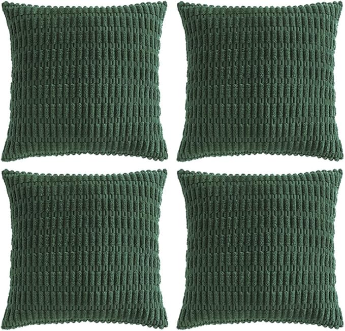 Fancy Homi Set of 4 Dark Green Boho Decorative Throw Pillow Covers 22x22 Inch by Fancy+Homi