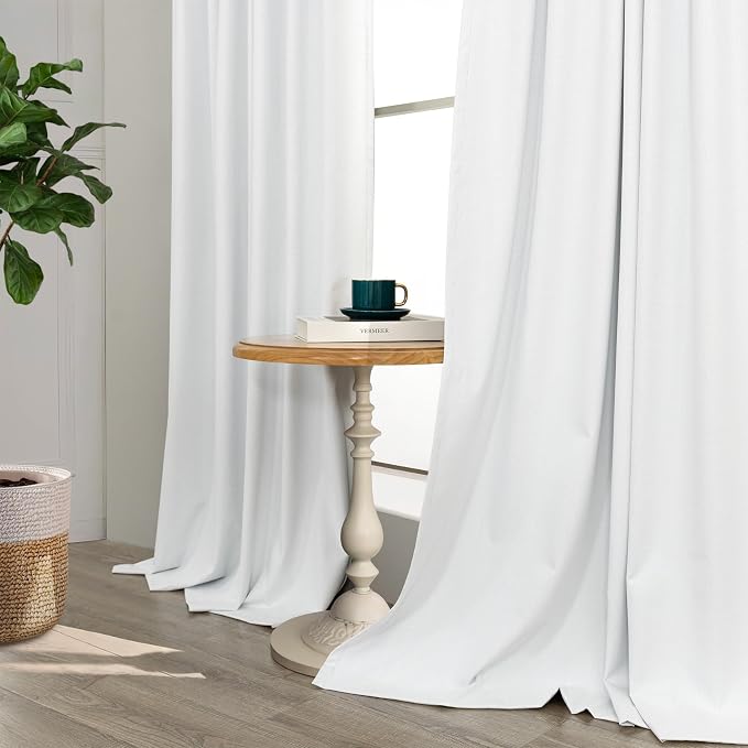Pitalk White Room Darkening Curtains White Blackout Curtain 68 Inch Length 2 - Image 8