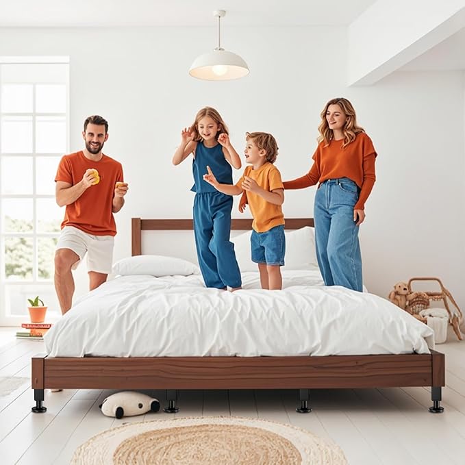 4PCS Adjustable Height Bed Support Legs, 6.2-8 Inch, Metal Heavy Furniture Legs with Rubber Non-Slip Base for Sofa/Cabinet/Couch/Dresser/Table, Furniture Feet Replacement for King Queen Bed Frame Slat