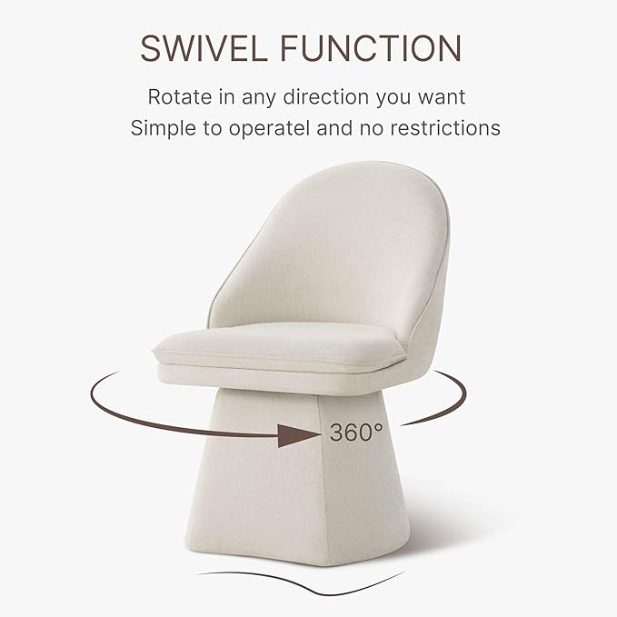 Swivel Dining Chairs Modern Desk Chair Upholstered Linen Fabric Side Chair for Kitchen Dining Room Bedroom,Linen,1 Box