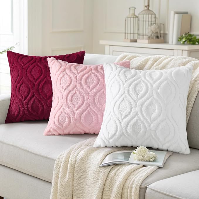 decorUhome Summer Throw Pillow Covers 22x22 Inch Set of 2, Soft Plush Faux Wool - Image 4
