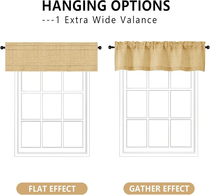 OVZME Valance for Windows, Light Filtering Faux Linen Textured Small Short - Image 3