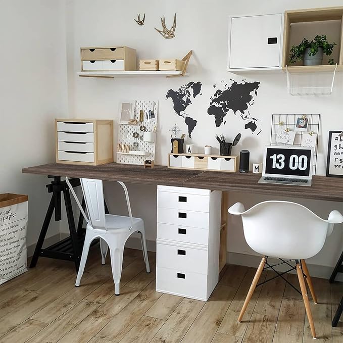Kaboon Universal Tabletop 59.1"x23.62", Solid One-Piece Melamine Table Top, Double Desk L-Desk DIY, Home and Office Countertop,Eucalyptus