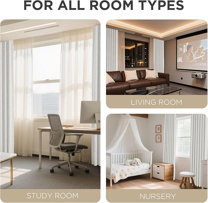Joydeco 100% Blackout Curtains for Bedroom - Natural Linen Curtains 52" W x 84" L, Thermal Insulated 2 Panels White Light Blocking Drapes, Rod Pocket & Back Tabs, Darkening Privacy for Living Room