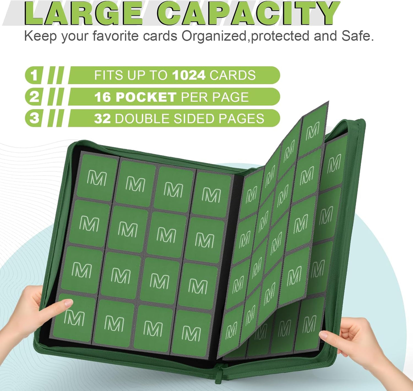 Premium Card Binder 16 Pocket,Trading Card Binder Holds up to 1000+Cards Sturdy Card Collection Album, Card Holder Folders for MTG, TCG, Game Cards & Sports Cards