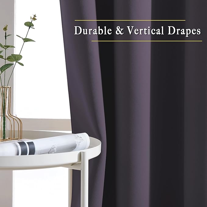 NICETOWN Greyish Purple Blackout Curtains 84 inch Length 2 Panels, Grommet - Image 5