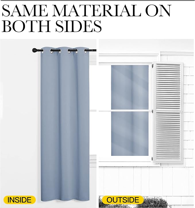 NICETOWN Vintage Blue Blackout Curtains 68 inches Length - Image 5