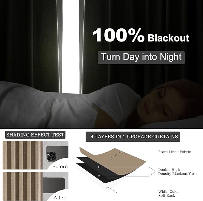 Topfinel Dark Flax 78 Inch Long Curtains - Image 6