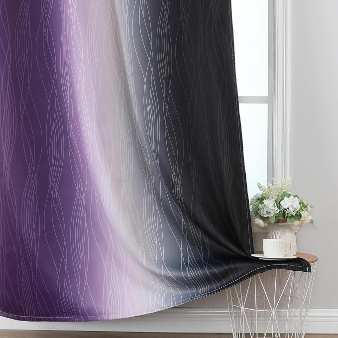 Estelar Textiler Black and Purple Ombre Blackout Curtains - Image 6