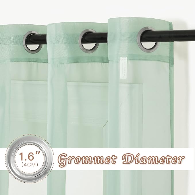 NICETOWN Sheer Window Curtains for Farmhouse, Ring Top Voile Textured Window - Image 2