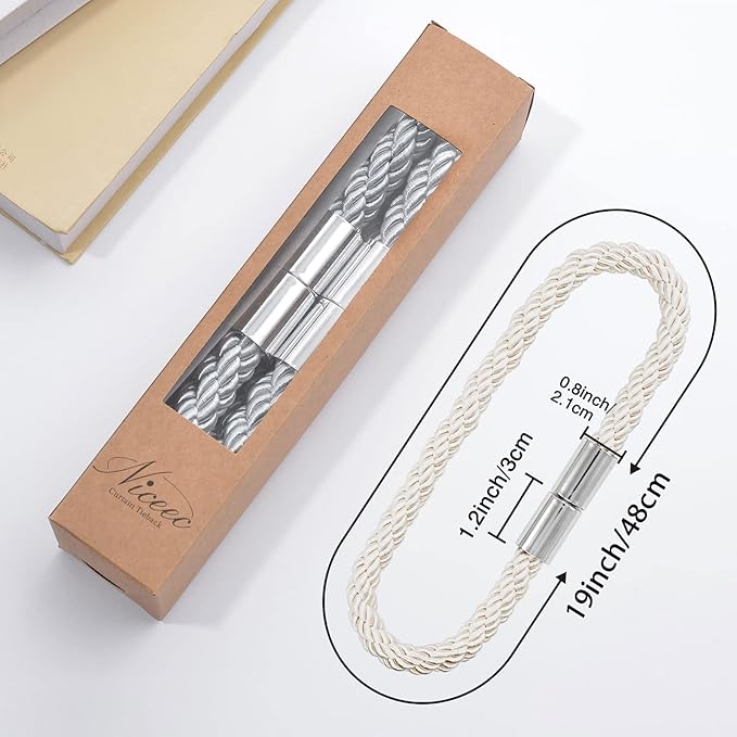 NICEEC 2 Pack Strong Magnetic Curtain Tiebacks Modern Simple Style Drape Tie - Image 5