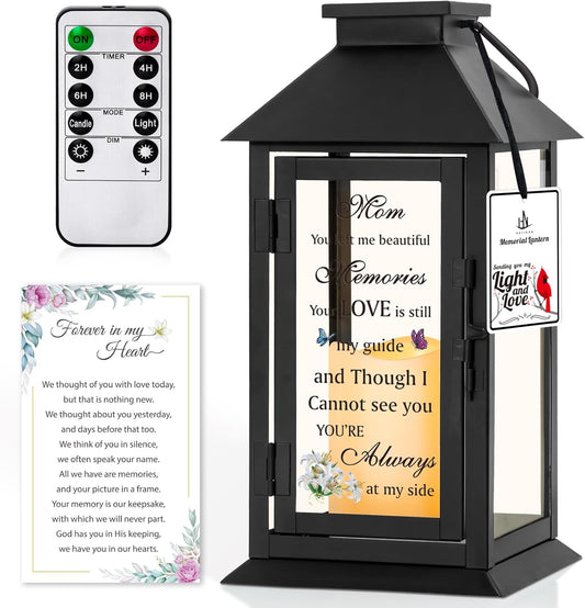 Memorial Lantern Bereavement Gifts in Memory of Loved One Memorial Gifts for Loss of Mother Remembrance Sympathy Gifts for Loss of Loved One with LED Candle and Remote HNGlantern1104