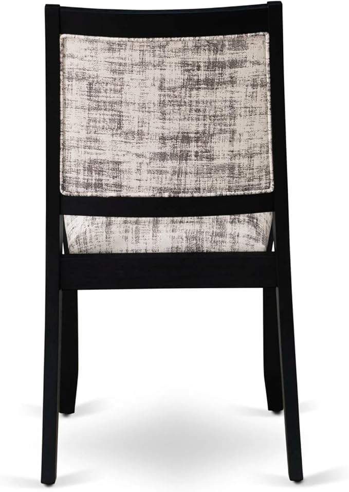 East West Furniture LGX27-BLK-30 -7 Piece Dining Set Includes a Rectangular Kitchen Table with Black Tabletop and 6 Stackable Polyester Fabric Chairs, Black
