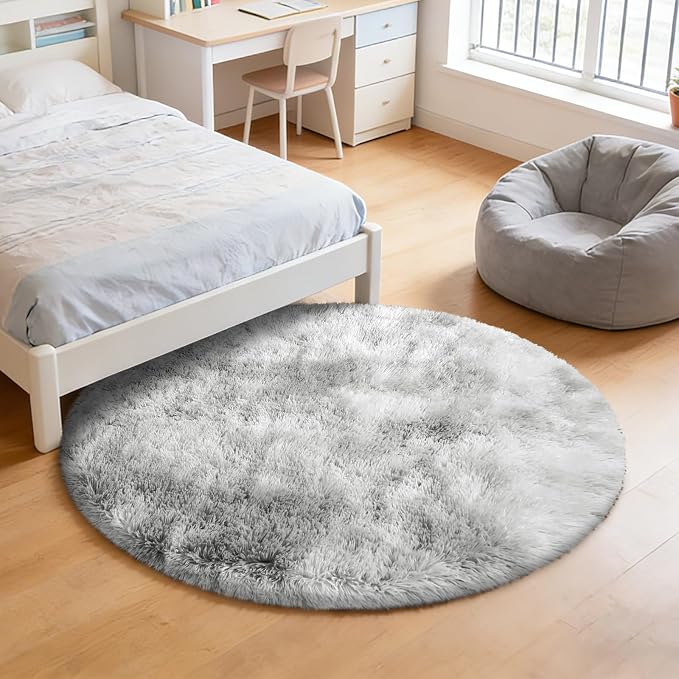 Tie-Dyed Fluffy Round Rug, Soft Area Rugs - Image 6