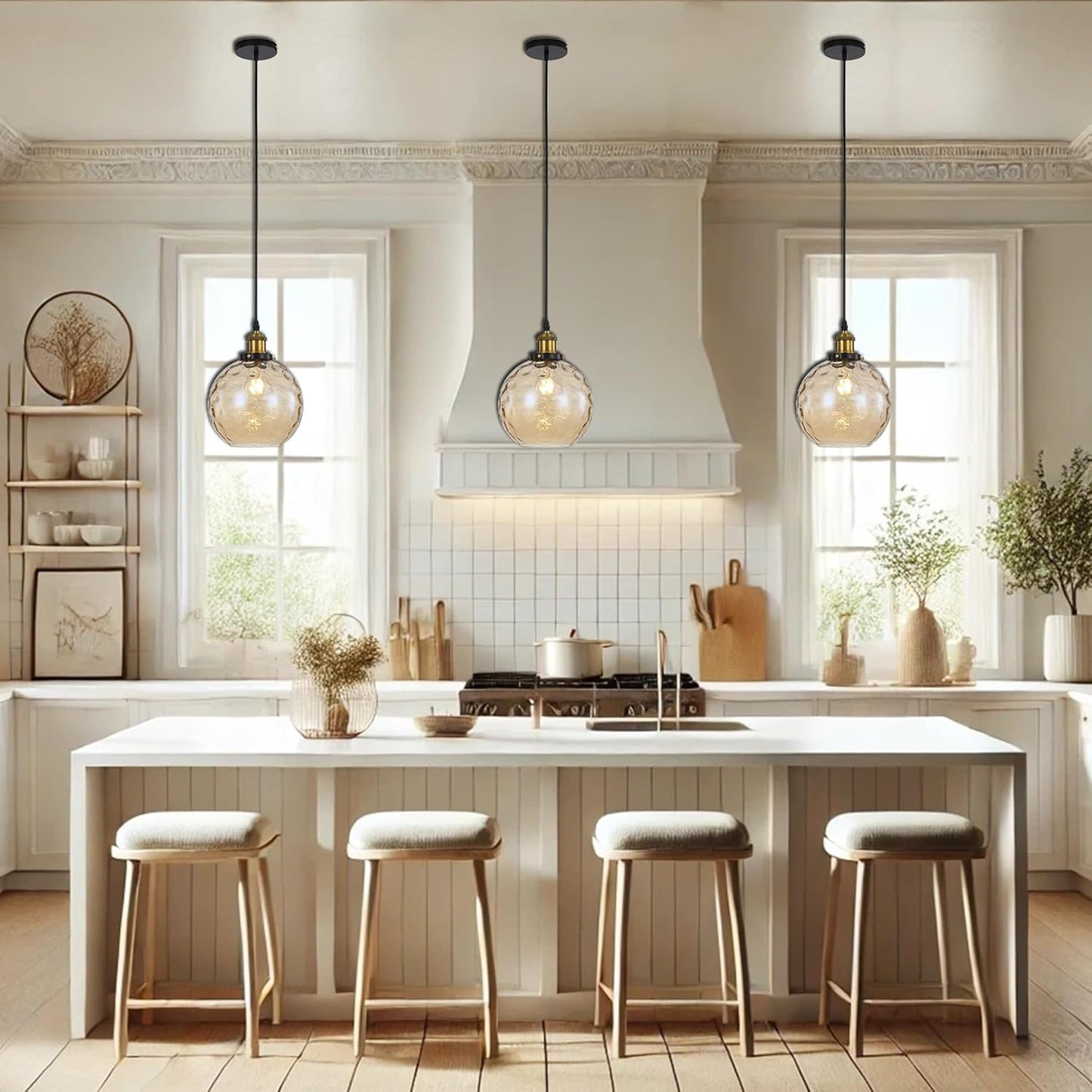 Pendant Light Shade Industrial Hanging Lights Fixtures Ceiling Outdoor Pendant Lighting for Kitchen Island Dining Room Unique Lamp in Kitchen Farmhouse Bedroom (Amber, 7.8 Inches)