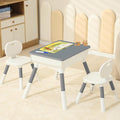Kids Study Desk and Chair Set Height Adjustable Graffiti Desktop Storage Drawer Storage Basket Non Slip Legs Suitable for Max Weight of 220 Pounds Suitable for Children Aged 2-10(Grey 2Chair)