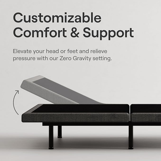 Nectar Luxe Full Adjustable Base & 14” Mattress (New Version) - Head & Foot Incline - Medium Firm Memory Foam - Cooling Upgrade - 3 Massage Settings - 365-Night Mattress Trial & Forever Warranty