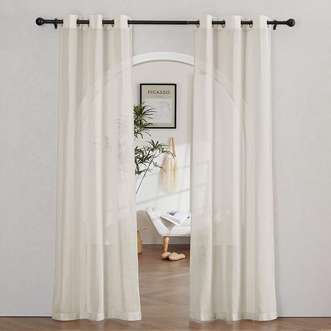 NICETOWN Flax Linen Semi Sheer Curtains by NICETOWN