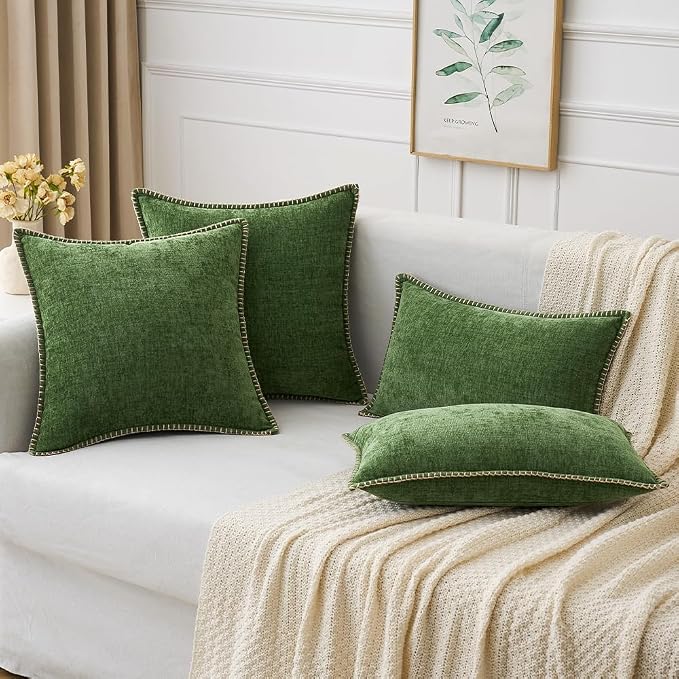 MIULEE Pack of 2 Pillow Covers 20x20 Inch Moss Green Farmhouse Decorative Throw - Image 5