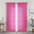 OWENIE Hot Pink Sheer Curtains 84 Inches Long by OWENIE