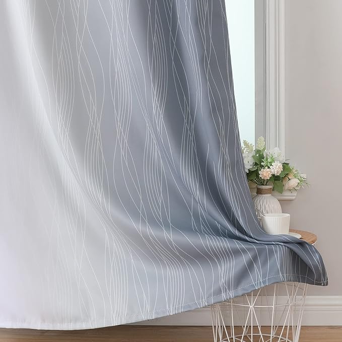 Estelar Textiler Grayish White and Grey Blackout Curtains - Image 6