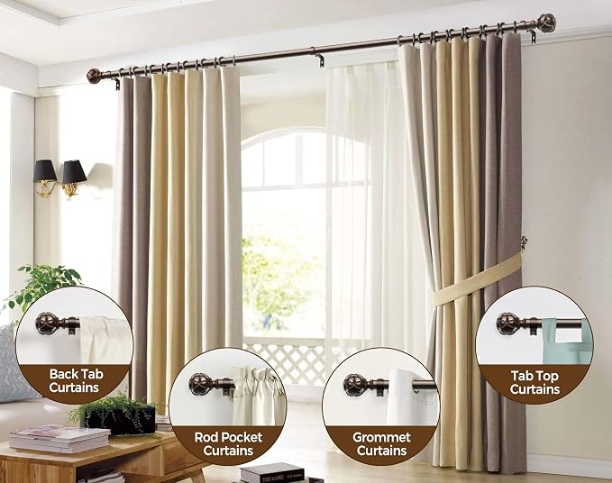 KAMANINA 2 Pack Curtain Rods for Windows 48 to 84 Inch, Antique Bronze Heavy - Image 4