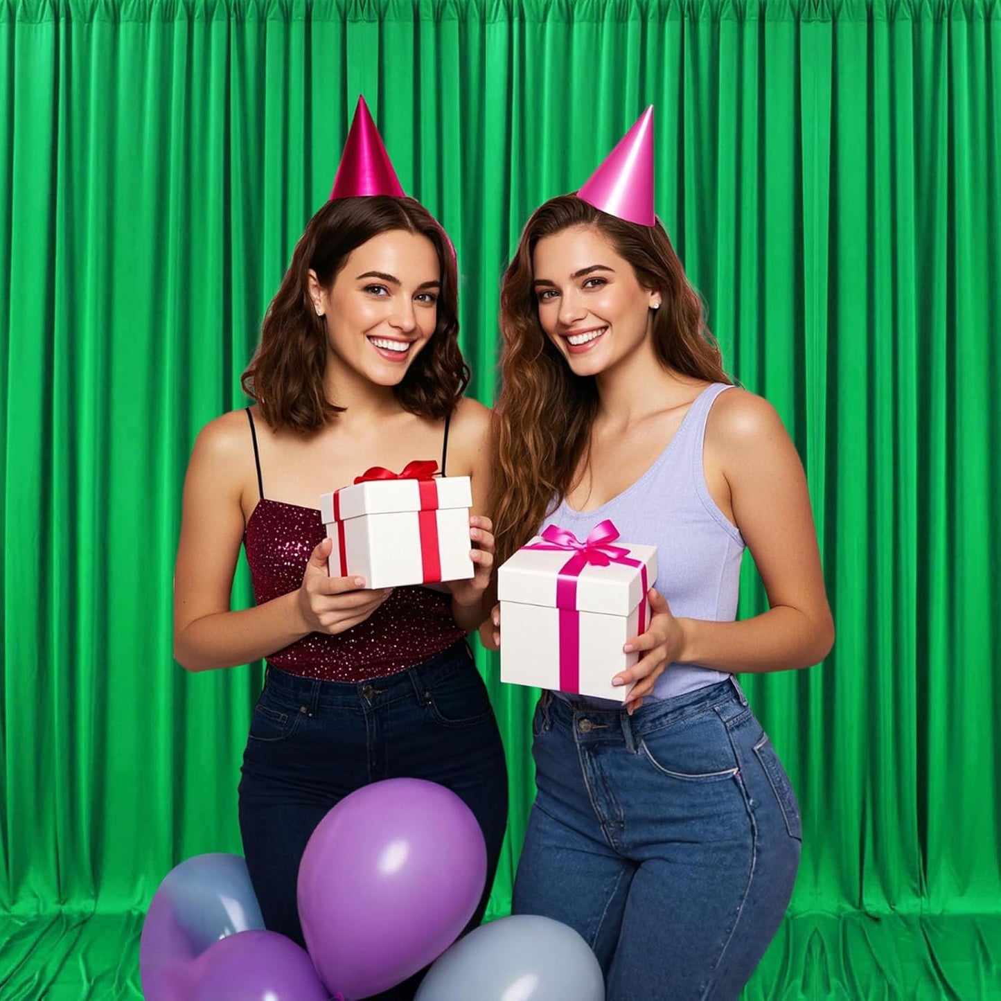 10ft x 10ft Grass Green Backdrop Curtains for Parties, Fabric Satin Background Curtain with Rod Pockets for Weddings, Birthday, Baby Shower, Photography, Graduation Party Backdrop Drapes, 2 Panels