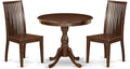 East West Furniture AMIP3-MAH-W 3 Piece Dining Table Set for Small Spaces Contains a Round Kitchen Table with Pedestal and 2 Kitchen Dining Chairs, 36x36 Inch, Mahogany