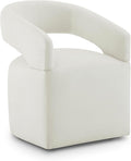Upholstered Dining Chairs with Removable Casters Barrel Side Armchair with Rollers for Diningroom Bedroom Livingroom Reading Room, Ivory, 1PCS