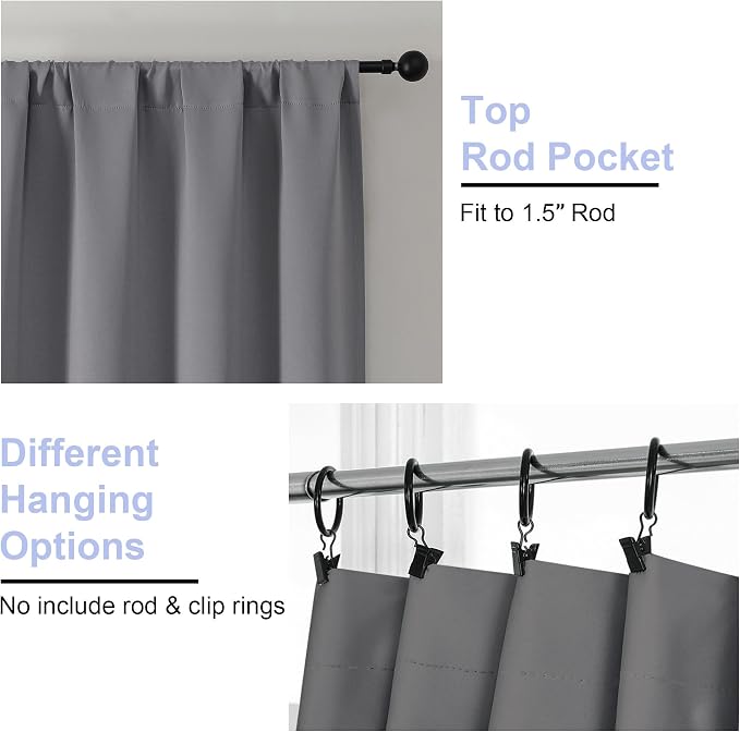 Simplebrand Ava Light Grey Short Blackout Curtains - Image 3
