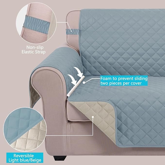 U-NICE HOME Recliner Chair Covers Reversible Quilted Water Repellent Pet - Image 3