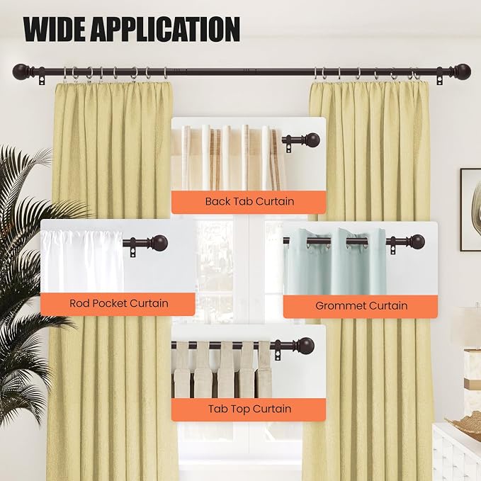 Curtain Rods for Windows 28 to 48 Inch, 5/8 Inch Heavy Duty Decorative Curtain - Image 7