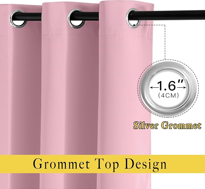 NICETOWN Crystal Pink Blackout Curtains & Drapes - Image 2