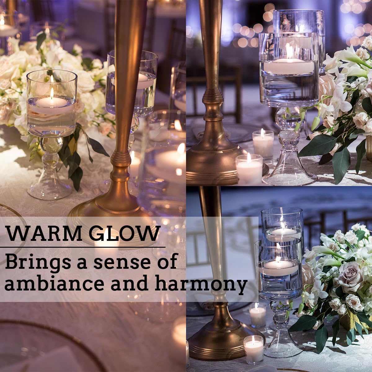 3 Inch Floating Candles Set of 12, Unscented White Candles for Wedding, Pool Party, Holiday Centerpieces & Home Decor