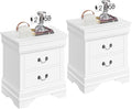 Yaheetech Fully-Assembled Nightstands Set of 2, 2-Drawer Nightstands Large Classic Bedside Tables with Storage, Wooden Painted Storage Cabinet for Bedroom, 21.5" L×16" W×24.5" H, White