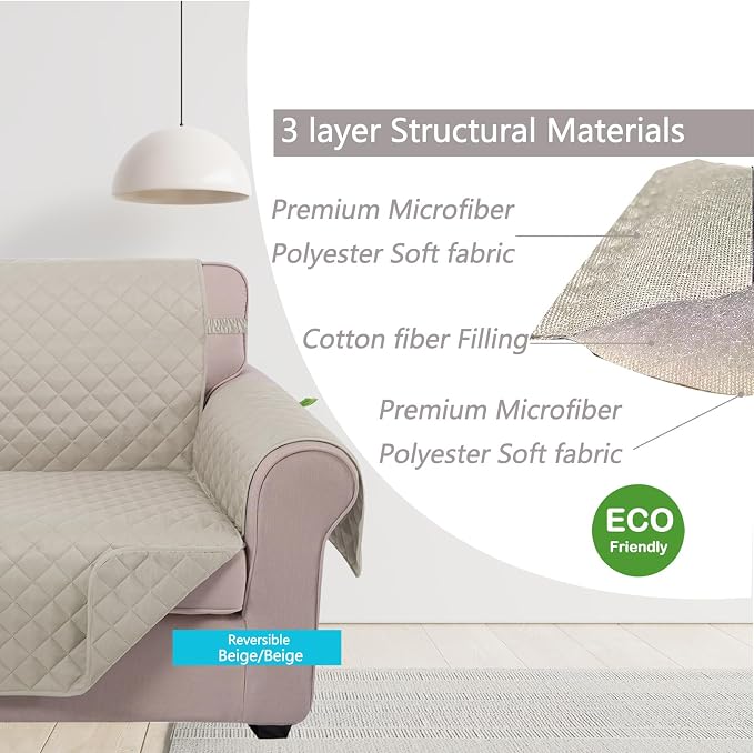 U-NICE HOME Recliner Chair Covers Reversible Quilted Water Repellent Pet - Image 5