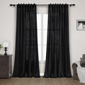 Black Linen Curtains 84 inches Long 2 Panels by Nanspring