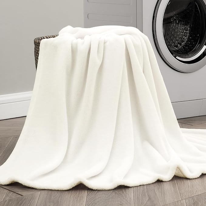 BEDELITE Fleece Blanket Full Size Cream Throw Blankets - Image 5