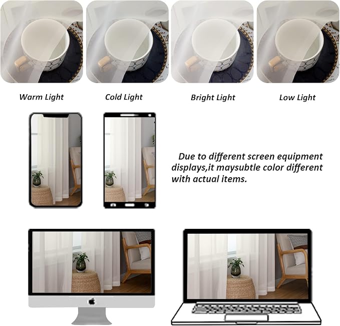 Chyhomenyc Extra Long Ivory Sheer Curtains 144 inch 2 Panels, Translucent - Image 4
