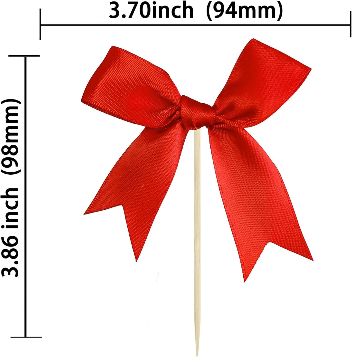 Gyufise 24Pcs Bow Cupcake Toppers Coquette Bow Girls Birthday Cake Decorations Bowknot Cake Toppers Bowknot Cupcake Picks for Baby Shower Birthday Wedding Bridal Engagement Party Supplies Red