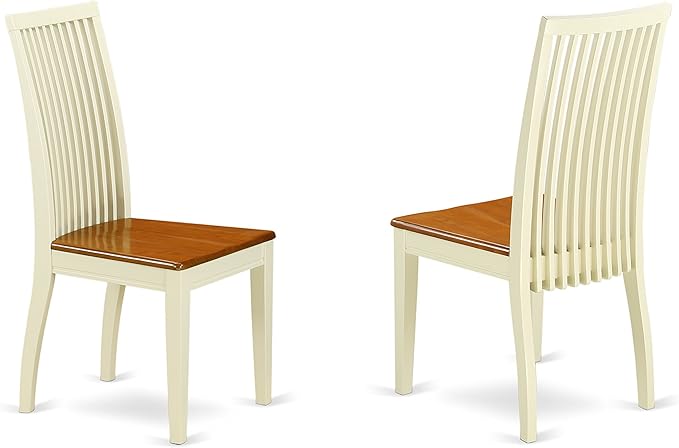 East West Furniture QUIP9-BMK-W 9 Piece Dining Room Table Set Includes a Rectangle Kitchen Table with Butterfly Leaf and 8 Dining Chairs, 40x78 Inch, Buttermilk & Cherry
