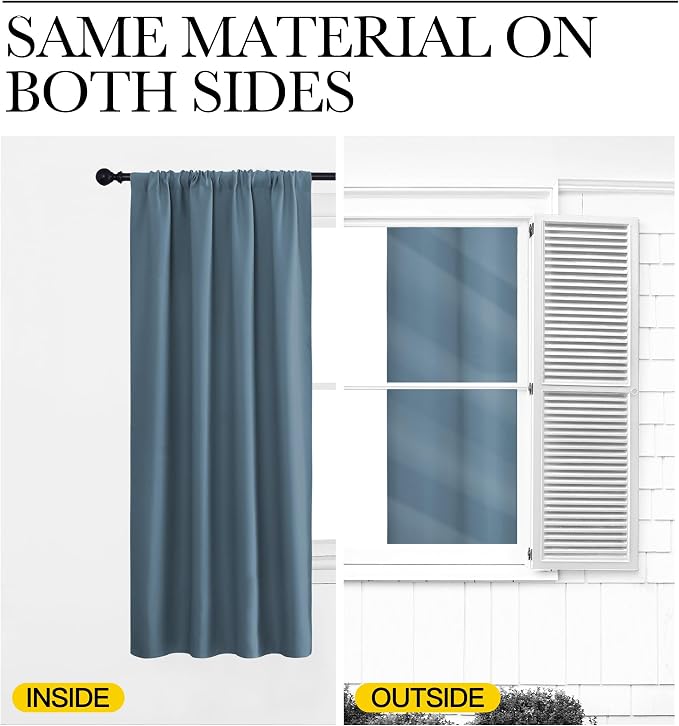 NICETOWN Blackout Curtains for RV Windows, Smoky Blue, 2 Panels, Room Darkening - Image 5